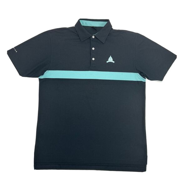 Dunning Golf Shirt Men's XL‎ Black Teal Stripe Polo Congressional Country Club - Picture 1 of 10